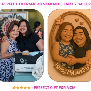 Bambola ricordo personalizzata per la FESTA DELLA MAMMA, ritratto digitale in 3D, bambola in argilla, famiglia, illustrazione personalizzata di mamma e me da foto, regalo di compleanno per la mamma.