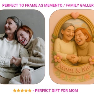 Bambola ricordo personalizzata per la FESTA DELLA MAMMA, ritratto digitale in 3D, bambola in argilla, famiglia, illustrazione personalizzata di mamma e me da foto, regalo di compleanno per la mamma.