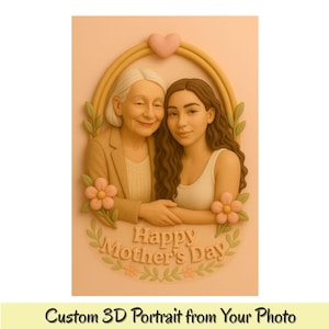 Bambola ricordo personalizzata per la FESTA DELLA MAMMA, ritratto digitale in 3D, bambola in argilla, famiglia, illustrazione personalizzata di mamma e me da foto, regalo di compleanno per la mamma.