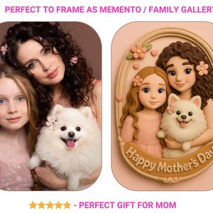 Bambola ricordo personalizzata per la FESTA DELLA MAMMA, ritratto digitale in 3D, bambola in argilla, famiglia, illustrazione personalizzata di mamma e me da foto, regalo di compleanno per la mamma.