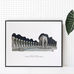 DC World War II Memorial Sketch | Washington DC Collection | Drawing | Art Print