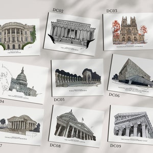 Washington DC Travel Art Postcard, 4x6 | Washington DC Postcard set of 3, 6, 9 | Art Print