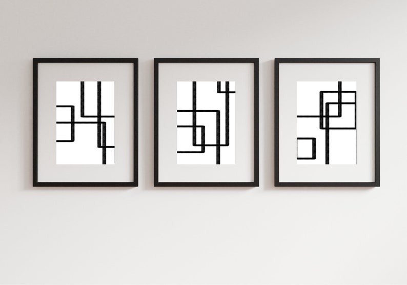 Printable Gallery Set of 3 Abstract Home Decor Art Prints Etsy