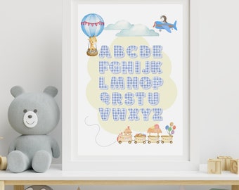 Alphabet print, Educational prints for kids, Large alphabet wall art, Alphabet poster, Printable alphabet, Printable kids, Playroom wall art