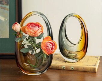 Thick Amber Glass Vase Bud Vase Vase Amber Glass - Etsy