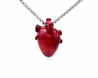 Anatomical Glass Heart Pendant