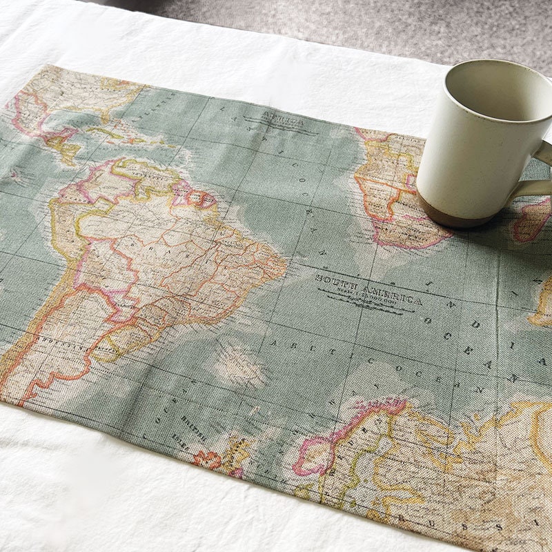 World Map Placemats Etsy