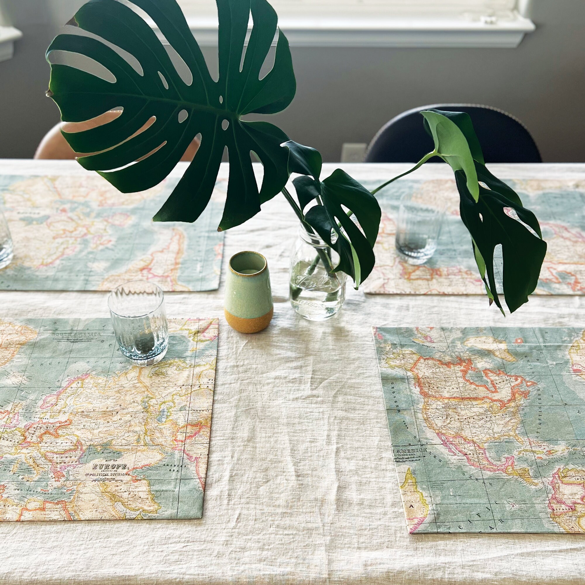 World Map Placemats Etsy