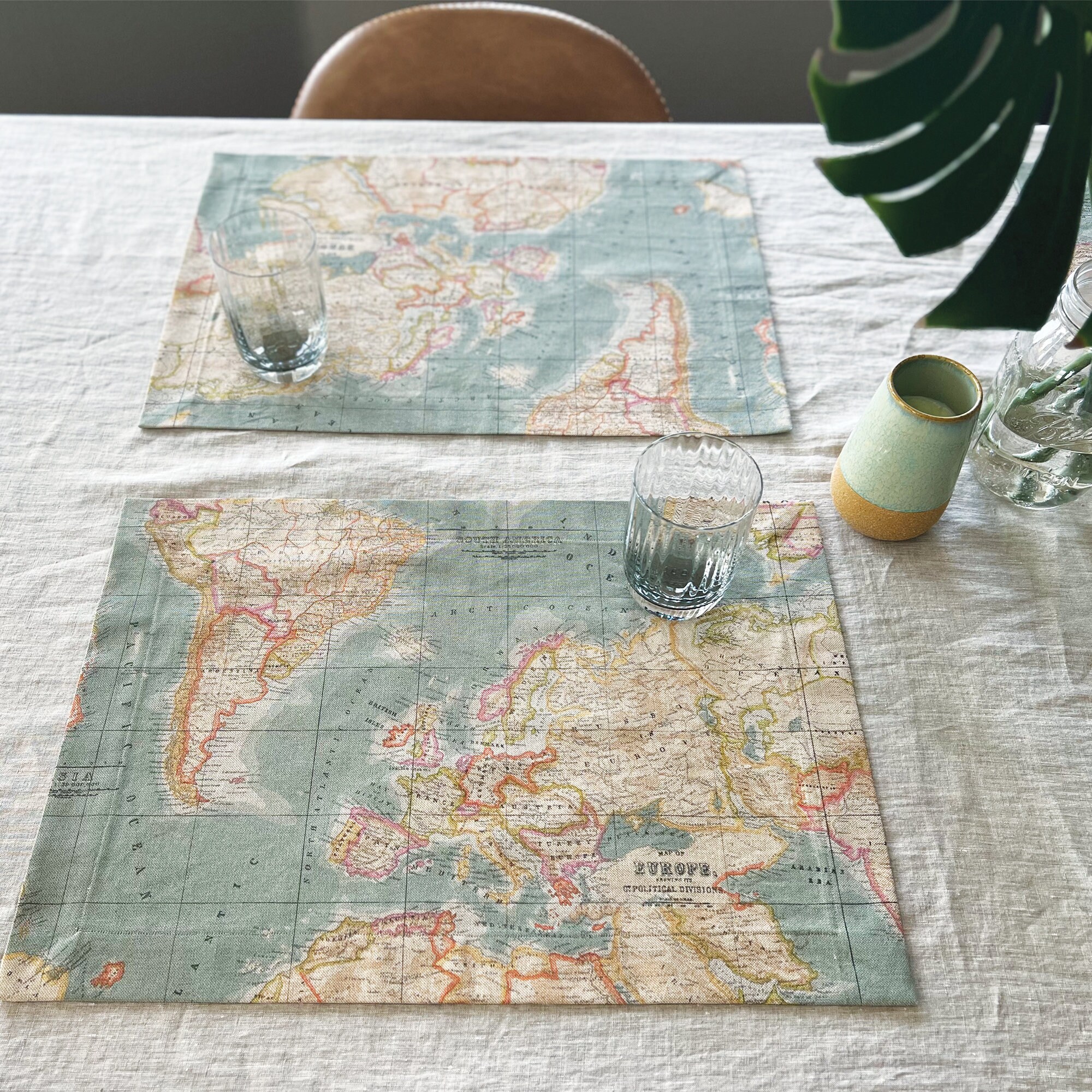 World Map Placemats Etsy