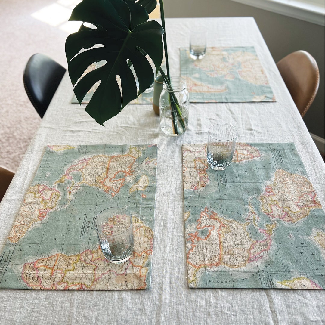 World Map Placemats Etsy