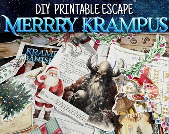 Christmas Escape Room Kit, DIY Printable Escape, Christmas Escape for Adults, Merry Krampus Escape