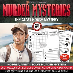 Murder Mystery Escape Room Printable Game | Logic Grid Puzzle | Classroom Game & Homeschool Activity | Detective Party Game Kit