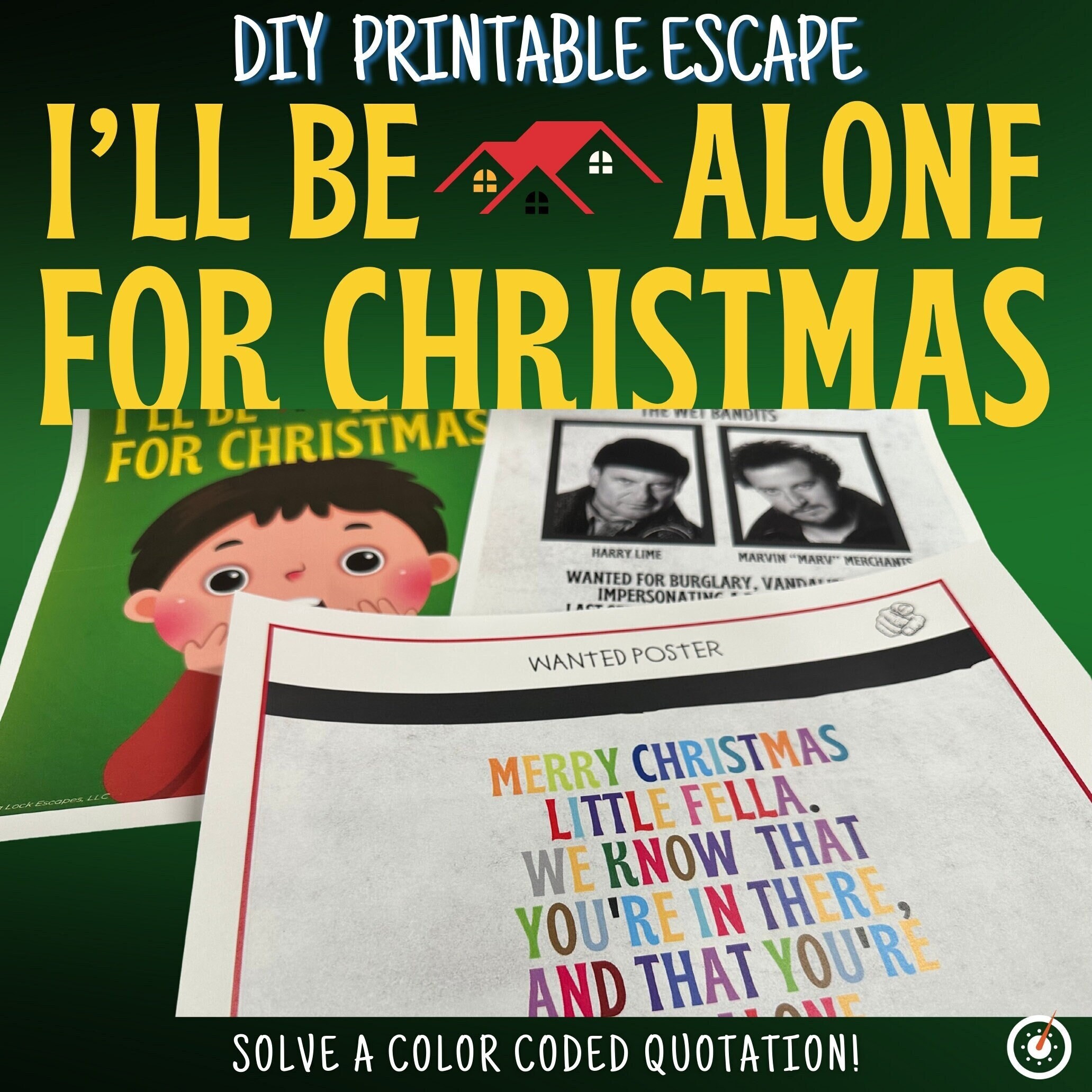 I'll be Home Alone for Christmas Escape Room, DIY Printable Christmas Escape for Teens & Families, Printable Puzzles, Kids Printable Escape