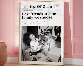 Custom Best Friend Gift, Personalized Photo Collage, Newspaper Art, Digital Download