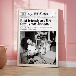 Custom Best Friend Gift, Personalized Photo Collage, Newspaper Art, Digital Download