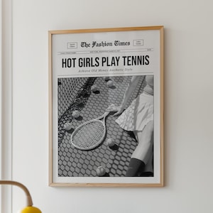 Hot Girls Play Tennis Print, Y2K Apartment Poster, Cute Dorm Room Decor, Eclectic Art, Printable Wall Art