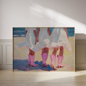 Coastal Cowgirl Print: Retro Pink Western Wall Art (Digital Download)