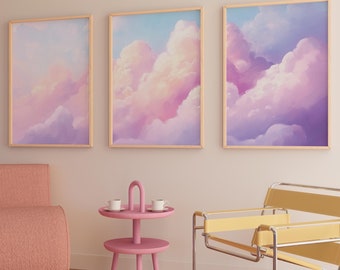 Póster Nubes Rosas: Impresiones de paisajes japoneses Y2K (Descarga digital)