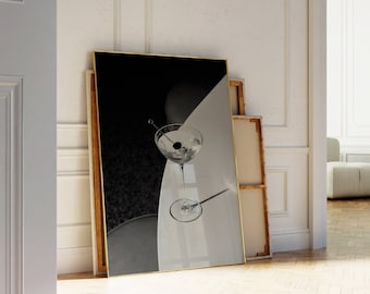 Martini print | Bar cart decor | Black and white wall art