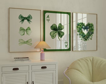 Set van 3 St. Patrick's Day-prints, decor Coquette appartement, digitale download
