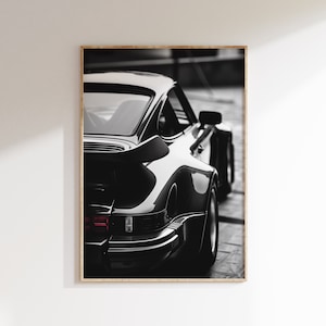 Rear View Porsche 911 Poster | Luxury Sport Wall Art | Printable Black and White Car Print