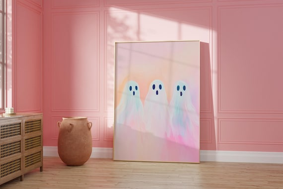 Pastel Ghost Print: Pink Halloween Dorm Decor (Digital Download)