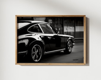 Vintage Porsche 911 Poster | Luxury Sport Wall Art | Printable Black and White Car Print