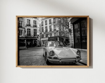 Porsche 911 Poster | Black and White Car Print | Printable Vintage Wall Art