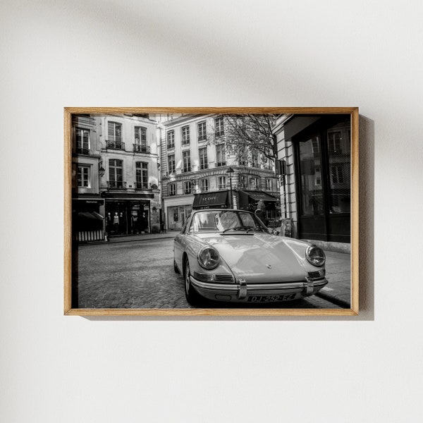 Porsche 911 Poster | Black and White Car Print | Printable Vintage Wall Art