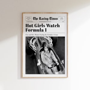 Hot Girls Watch Formula 1 Print, Printable Wall Art, Dorm Room Decor, Formula 1 Lover Gift, Preppy Art Print ,Digital Download