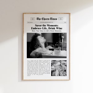 Trendy omarm het leven, drink wijnprint | Vintage barwagen kunst aan de muur | Slaapzaaldecor