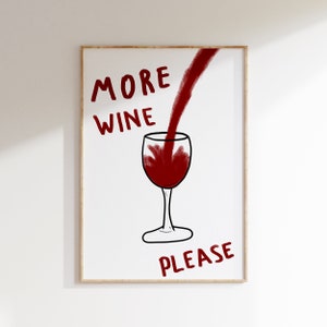 Wijn hand getekende keuken print, retro foodie kunst, bar kar decor, afdrukbare muur kunst