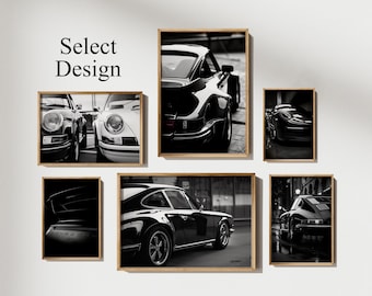 Porsche 911 Poster: Black and White Supercar Print
