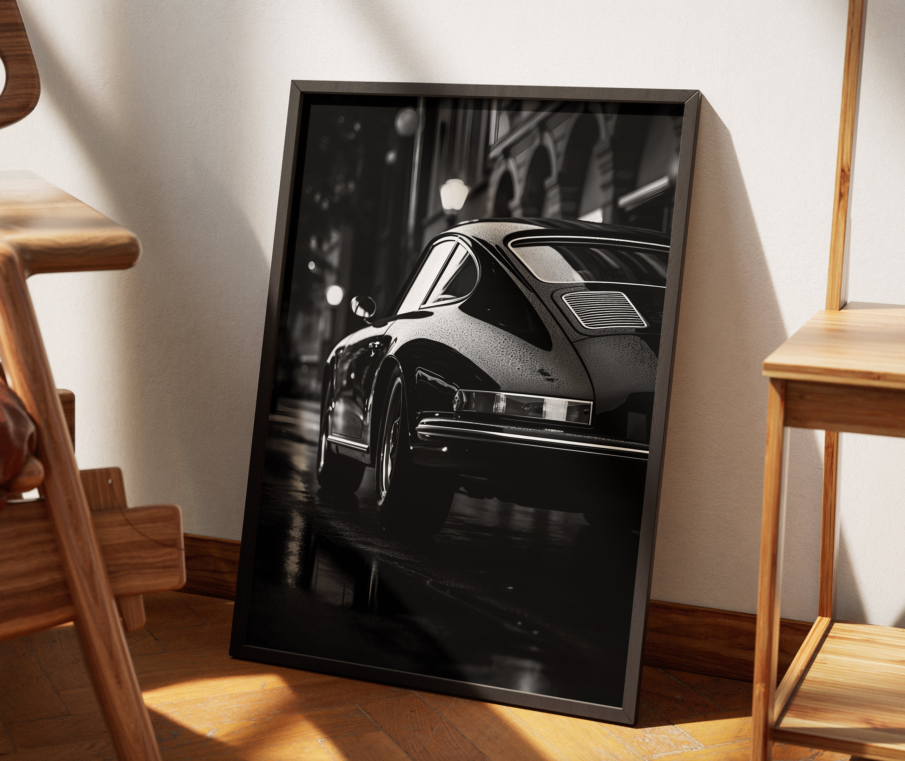 Affiche Décorative Porsche Carrera - Style Vintage Noir Et Blanc - Impression Art - Taille Medium