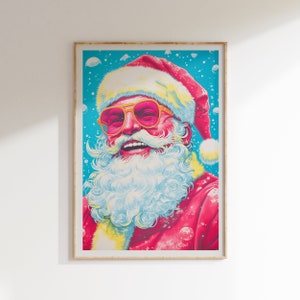 Laughing Santa Claus Print, Funny Christmas Wall Art, Holiday Decor, Christmas Gifts, Vibrant Colors