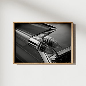 Close Up Vintage Car Headlight Poster | Retro Car Print | Black and White Wall Art