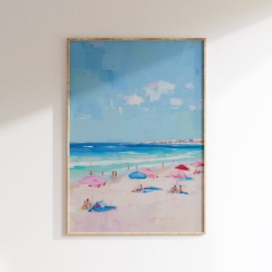 Beach Art Print: Tiny People, Summer Coastal Decor (Digital Download)