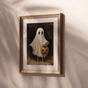 Cute Ghost Holding Jack O' Lantern Painting,spooky Halloween Home Decor ...