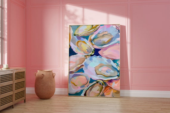 Oyster Painting Print, Coastal Grandma Decor, Beach House Art