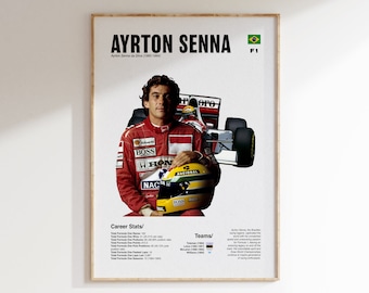 Ayrton Senna Print - Iconic Formula 1 Poster - Black & White and Color Options - Digital Download