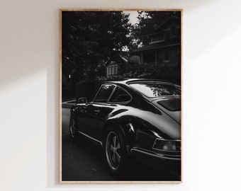 Vintage Black Porsche 911 Print: Minimalist Car Poster (Digital Download)
