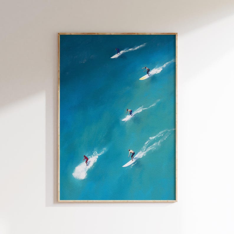 Digital print of people surfing in the ocean, this print is specially prepared for you in 2x3, 3x4, 4x5, 5x7, 11x14 sizes.