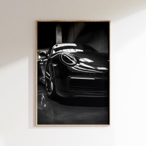 Close Up Porsche 911 Poster | Black and White Wall Decor