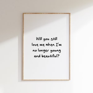 Young and Beautiful Lyrics Wall Art, Trendy Wall Art Prints, Modern Minimal Room Decor, Printable Wall Art
