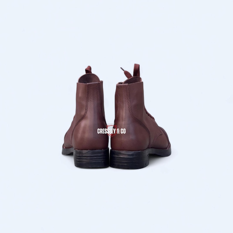 Handcrafted Brown Leather Ankle Boots | Vintage Cap Toe Service Shoes | Heritage Workwear Lace-Up Footwear image 6