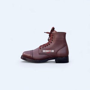 Handcrafted Brown Leather Ankle Boots | Vintage Cap Toe Service Shoes | Heritage Workwear Lace-Up Footwear image 5