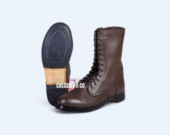 Handmade Brown Leather Cap Toe Boots, Men's Lace Up Ankle Boots
