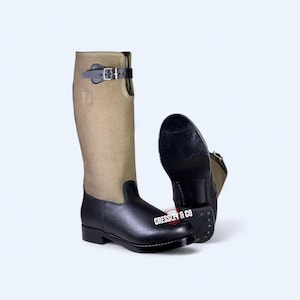Pattern 39 RAF Boots, Flight-Style Tall Leather & Canvas Boots, Aviator Pattern Inspired Riding Boots