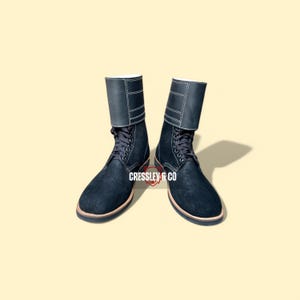Double Buckle American Roughout Combat Boots, Military Style Leather Boots, Fashionable Vintage Style Boots for Men & Women