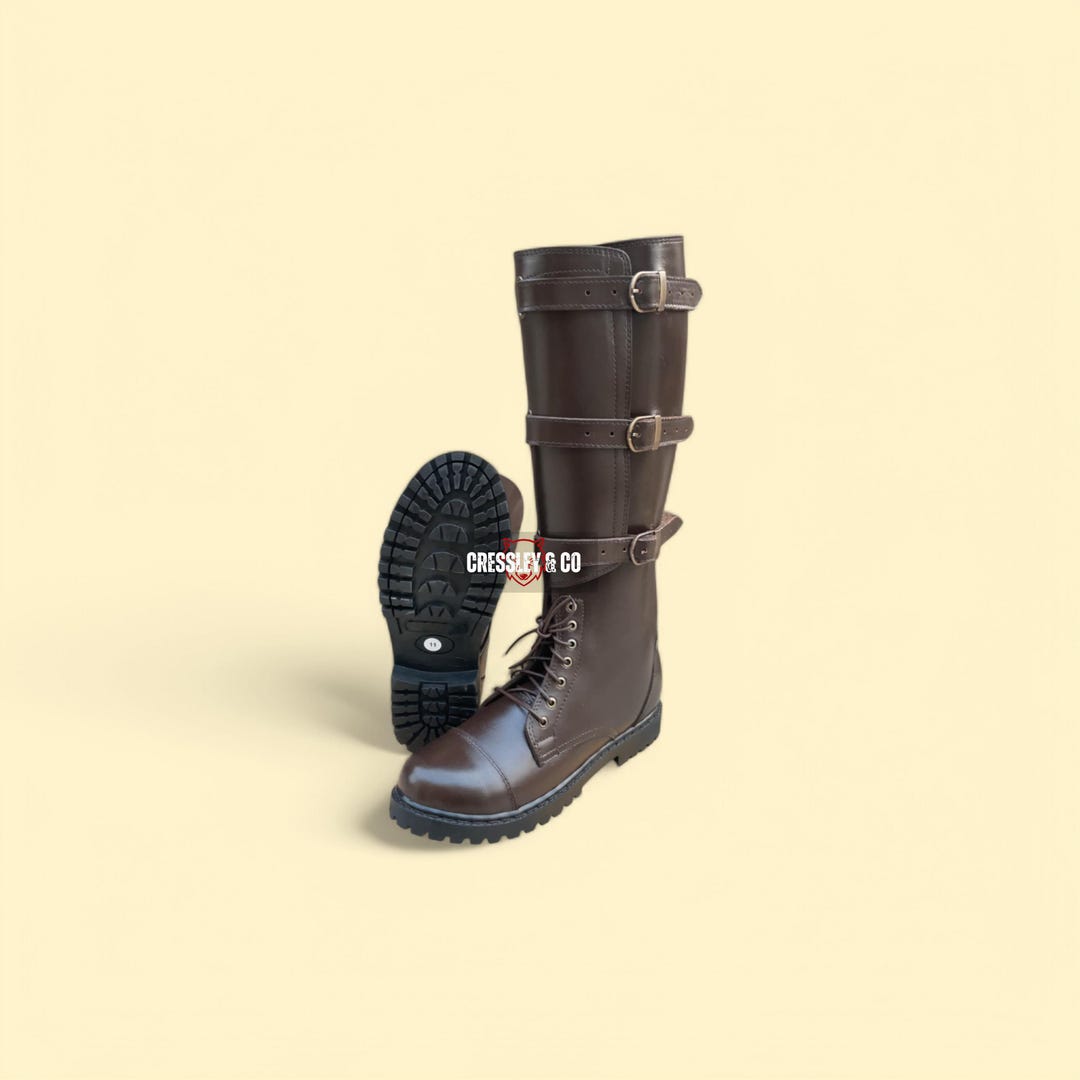 Handmade Brown Leather Tall Boots, Lace-up Riding Boots - Etsy
